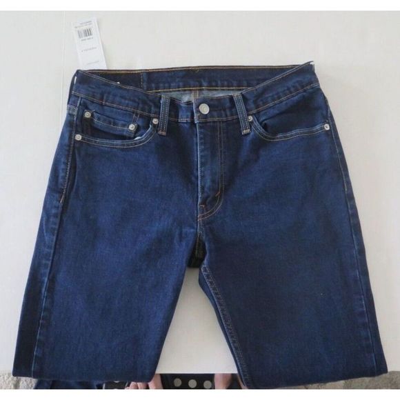 Levi's 511 Men's Sz 32x34 Dark Blue Pre Worn Straight Fit Distressed Jeans - Picture 6 of 7